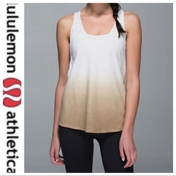 💕SALE💕 Lululemon Om Ombrey Tan White Razorback Tank Top - Picture 2 of 8
